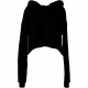 Sweat-Shirt Crop à Capuche Femme, Couleur : Black (Noir), Taille : L