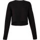 Sweat-Shirt Crop Femme, Couleur : Black (Noir), Taille : L