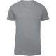 T-shirt Triblend col V Homme, Couleur : Heather Light Grey, Taille : 3XL