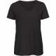T-shirt Organic col V Femme, Couleur : Black (Noir), Taille : L