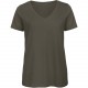 T-shirt Organic col V Femme, Couleur : Khaki, Taille : L