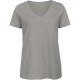 T-shirt Organic col V Femme, Couleur : Light Grey, Taille : L