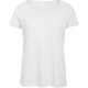 T-shirt Triblend col rond Femme, Couleur : White (Blanc), Taille : L