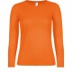 T-Shirt Manches Longues Femme #E150, Couleur : Orange, Taille : L