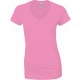 T-Shirt Femme Col V : Soft Style Ladie's V-Neck, Couleur : Azalea, Taille : L