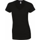 T-Shirt Femme Col V : Soft Style Ladie's V-Neck, Couleur : Black (Noir), Taille : L