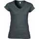T-Shirt Femme Col V : Soft Style Ladie's V-Neck, Couleur : Dark Heather, Taille : L