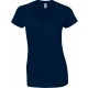 T-Shirt Femme Col V : Soft Style Ladie's V-Neck, Couleur : Navy (Bleu Marine), Taille : L