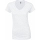 T-Shirt Femme Col V : Soft Style Ladie's V-Neck, Couleur : White (Blanc), Taille : L