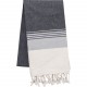Fouta à Rayures, Couleur : Striped Dark Grey / Light Grey, Taille : 