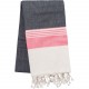 Fouta à Rayures, Couleur : Striped Dark Grey / Tropical Pink, Taille : 