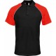 Polo Base Ball Manches Courtes, Couleur : Black / Red, Taille : S