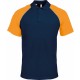 Polo Base Ball Manches Courtes, Couleur : Navy / Orange, Taille : S