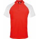 Polo Base Ball Manches Courtes, Couleur : Red / White, Taille : S