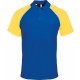 Polo Base Ball Manches Courtes, Couleur : Royal Blue / Yellow, Taille : S