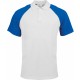 Polo Base Ball Manches Courtes, Couleur : White / Royal Blue, Taille : S