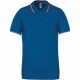 Polo Maille Piquée Manches Courtes, Couleur : Light Royal Blue / Red / White, Taille : S