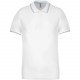 Polo Maille Piquée Manches Courtes, Couleur : White / Sky Blue / Light Grey, Taille : S