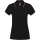 POLO MANCHES COURTES FEMME, Couleur : Black / Red / White, Taille : S