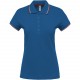 POLO MANCHES COURTES FEMME, Couleur : Light Royal Blue / Red / White, Taille : S
