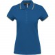 POLO MANCHES COURTES FEMME, Couleur : Light Royal Blue / Yellow / White, Taille : S