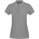 POLO MANCHES COURTES FEMME, Couleur : Oxford Grey / Navy / White, Taille : S