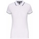 Polo Maille Piquée Manches Courtes Femme, Couleur : White / Navy / White, Taille : S