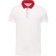 Polo Jersey Bicolore Homme, Couleur : White / Red, Taille : S