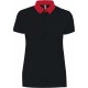 Polo Jersey Bicolore Femme, Couleur : Black / Red, Taille : XS