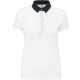 Polo Jersey Bicolore Femme, Couleur : White / Navy, Taille : XS