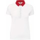 Polo Jersey Bicolore Femme, Couleur : White / Red, Taille : XS
