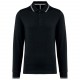 Polo Maille Piquée Manches Longues Homme, Couleur : Black / Light Grey / White, Taille : S