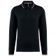 Polo Maille Piquée Manches Longues Homme, Couleur : Black / Red / White, Taille : S