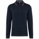 Polo Maille Piquée Manches Longues Homme, Couleur : Navy / Red / White, Taille : S