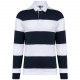 Polo Rayé Manches Longues Unisexe, Couleur : Navy / White Stripes, Taille : 3XL