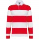 Polo Rayé Manches Longues Unisexe, Couleur : Red / White Stripes, Taille : 3XL
