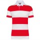 Polo Rayé Manches Courtes Unisexe, Couleur : Red / White Stripes, Taille : 3XL