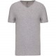T-Shirt Manches Courtes Col V Homme, Couleur : Light Grey Heather, Taille : S