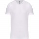 T-Shirt Manches Courtes Col V Homme, Couleur : Blanc, Taille : S