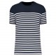 T-Shirt Marin Col Rond Bio Homme, Couleur : Striped Navy / White, Taille : S