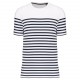 T-Shirt Marin Col Rond Bio Homme, Couleur : Striped White / Navy, Taille : S