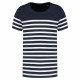T-Shirt Marin Col Rond Bio Enfant, Couleur : Striped Navy / White, Taille : 4 / 6 Ans