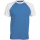 T-Shirt Bicolore Manches Courtes : Base Ball , Couleur : Aqua Blue / White, Taille : 3XL