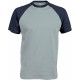 T-Shirt Bicolore Manches Courtes : Base Ball , Couleur : Ice Blue / Denim, Taille : 3XL