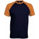 T-Shirt Bicolore Manches Courtes : Base Ball , Couleur : Navy / Orange, Taille : 3XL