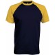 T-Shirt Bicolore Manches Courtes : Base Ball , Couleur : Navy / Yellow, Taille : 3XL