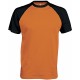 T-Shirt Bicolore Manches Courtes : Base Ball , Couleur : Orange / Black, Taille : 3XL