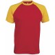 T-Shirt Bicolore Manches Courtes : Base Ball , Couleur : Red / Yellow, Taille : 3XL