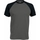 T-Shirt Bicolore Manches Courtes : Base Ball , Couleur : Slate Grey / Black, Taille : 3XL