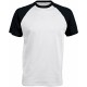 T-Shirt Bicolore Manches Courtes : Base Ball , Couleur : White / Black, Taille : 3XL
